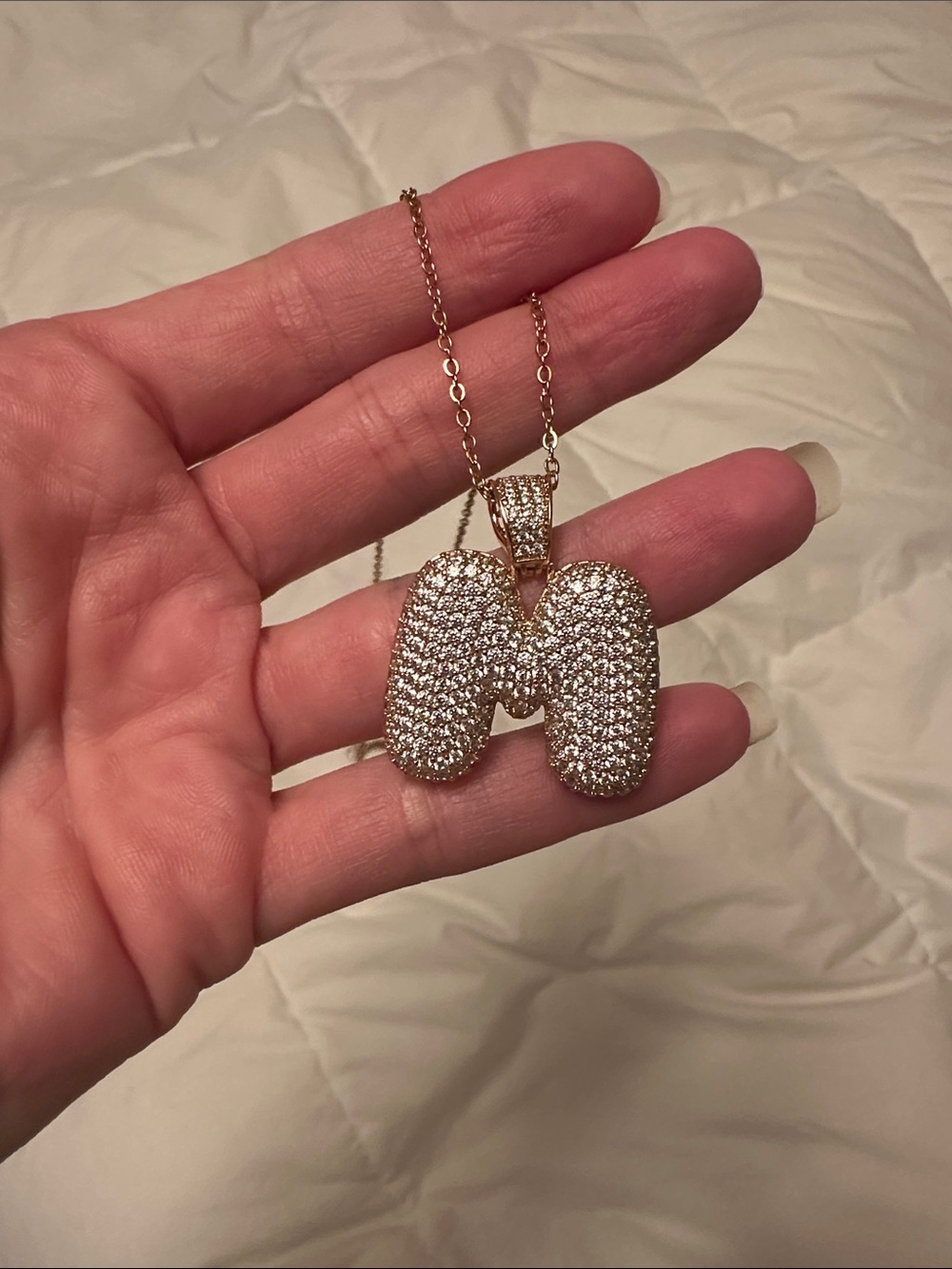 M Bubble Rose Gold Necklace